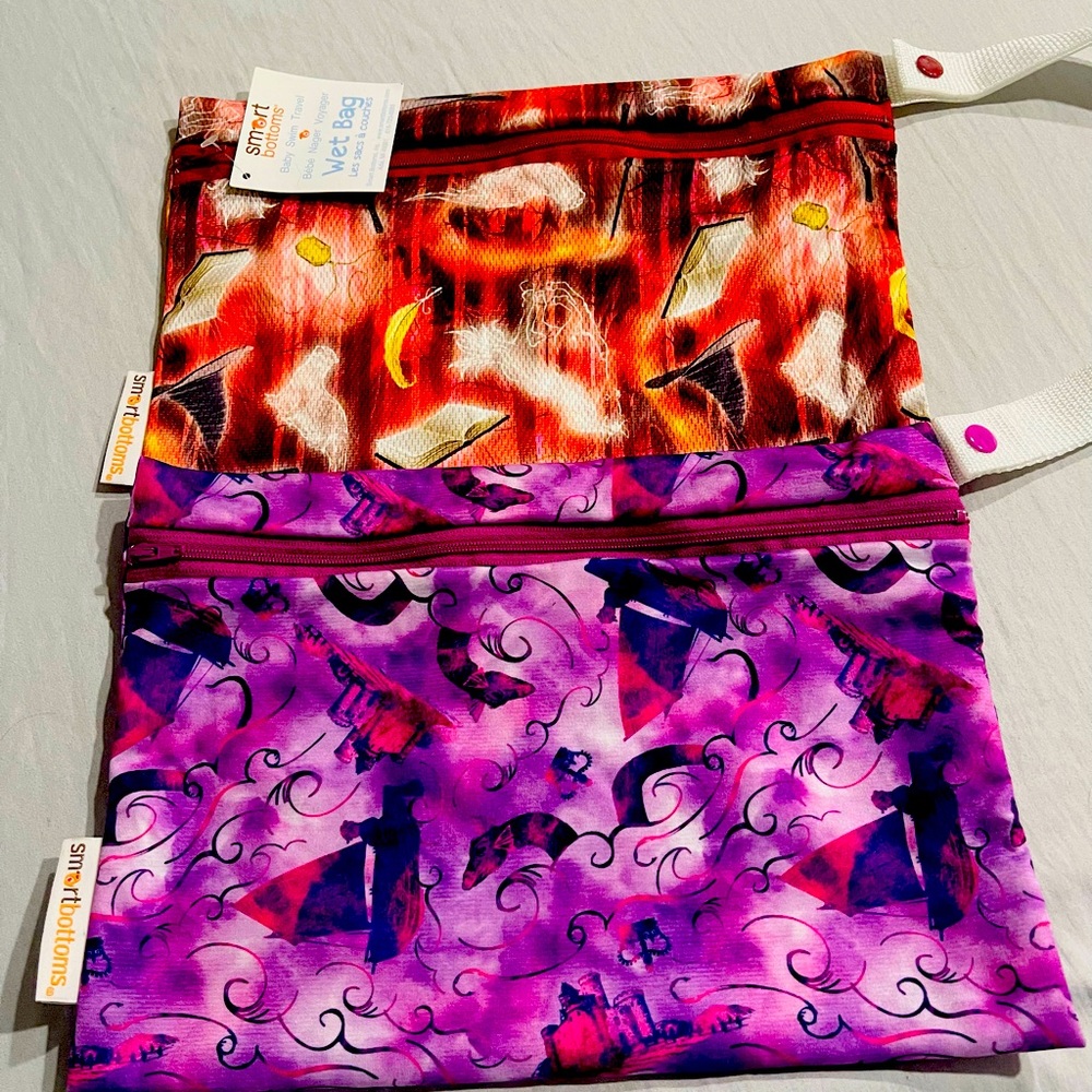 Set of 2 smart bottom wet bags fairy castle theme